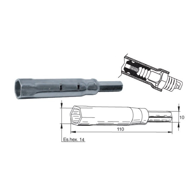 LLAVE BUJIA CON EXTRACTOR DE PIPA