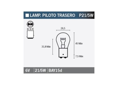 LAMPARA BILUX 6V21/5W