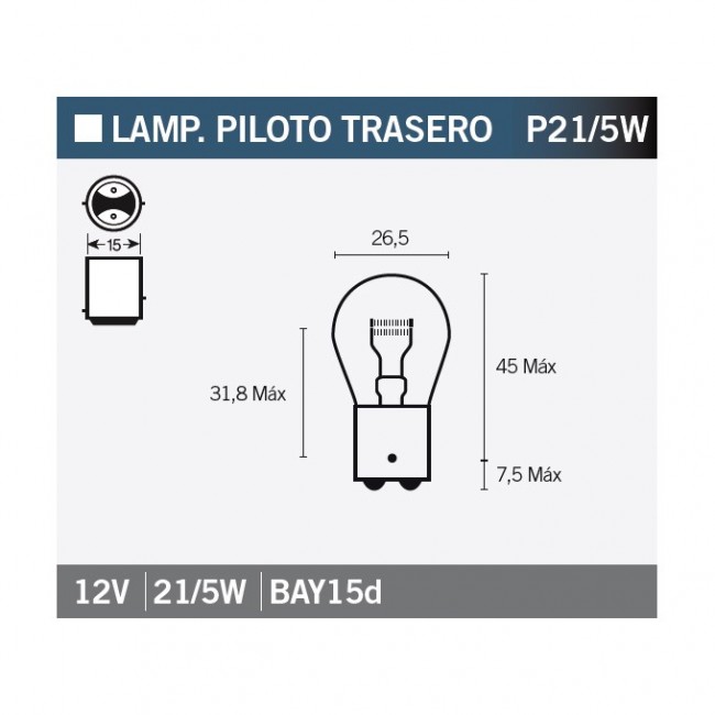 LAMPARA BILUX 12V21/5W 