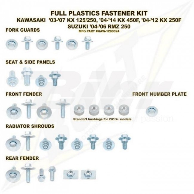 KIT DE TORNILLERIA  PARA PLASTICOS KAWASAKI Y SUZUKI