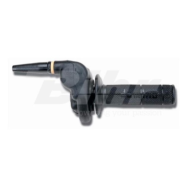 PUÑO DE GAS DOMINO NEGRO PARA 2T CON GOMA PROTECTORA CON PUNOS