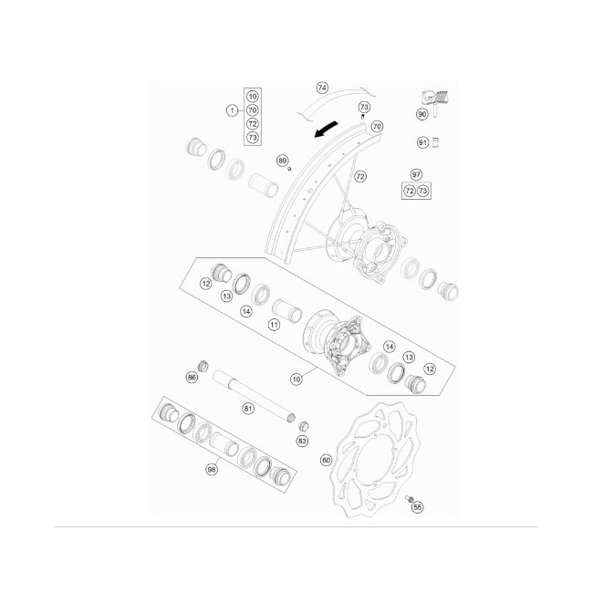 EJE RUEDA DELANTERO KTM ORIGINAL SX 85 2016