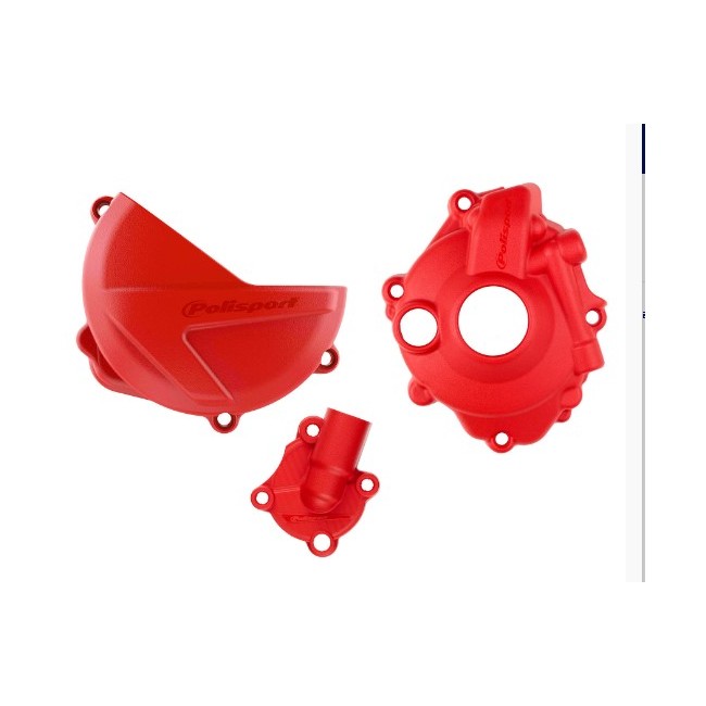 KIT PROTECTOR TAPA EMBRAGUE + ENCENDIDO + BOMBA AGUA HONDA CRF250R (18-23) ROJO