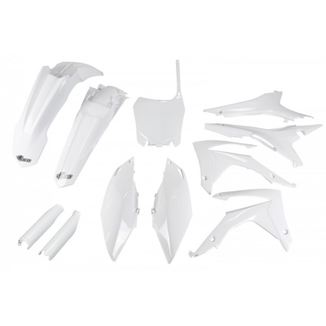 FULL KIT PLÁSTICO UFO HONDA CRF 250R 14/17 450R 13/16 BLANCO / TAPAS CAJA FILTRO