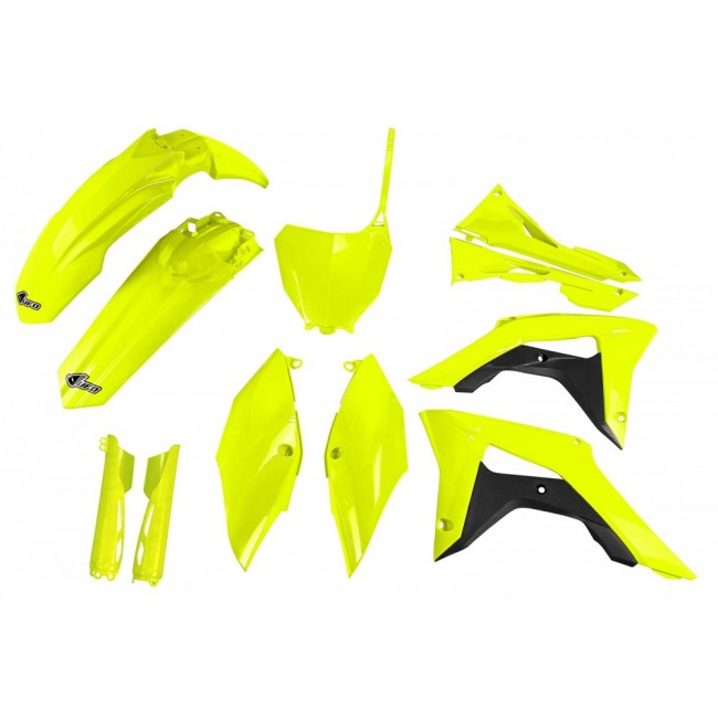 FULL KIT PLÁSTICO UFO HONDA CRF 250R 18/21 450R 17/20 FLUOR CON TAPA CAJA FILTRO
