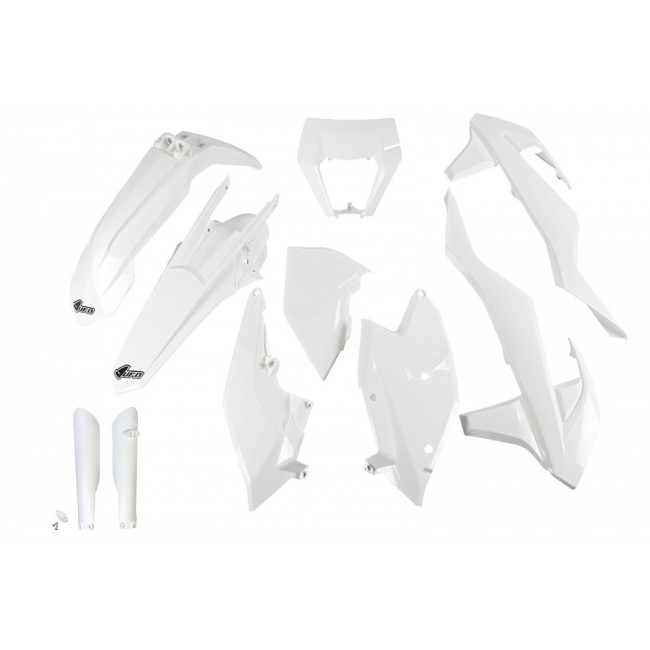 FULL KIT PLÁSTICO UFO KTM EXC 125/150/250 EXCF 250/350/450 17/19 BLANCO