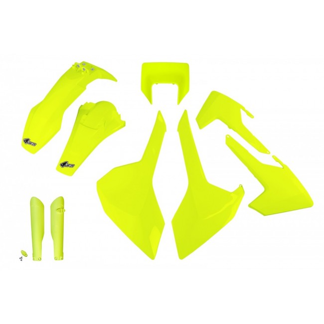 FULL KIT PLÁSTICO UFO HUSQ TE125/250/300 TX125/250/300 FE250/350/450 17/19 FLUOR