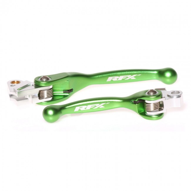 JUEGO DE MANETAS REVERSIBLES RFX KAWASAKI KX 250 13/20 450 13/18 VERDE