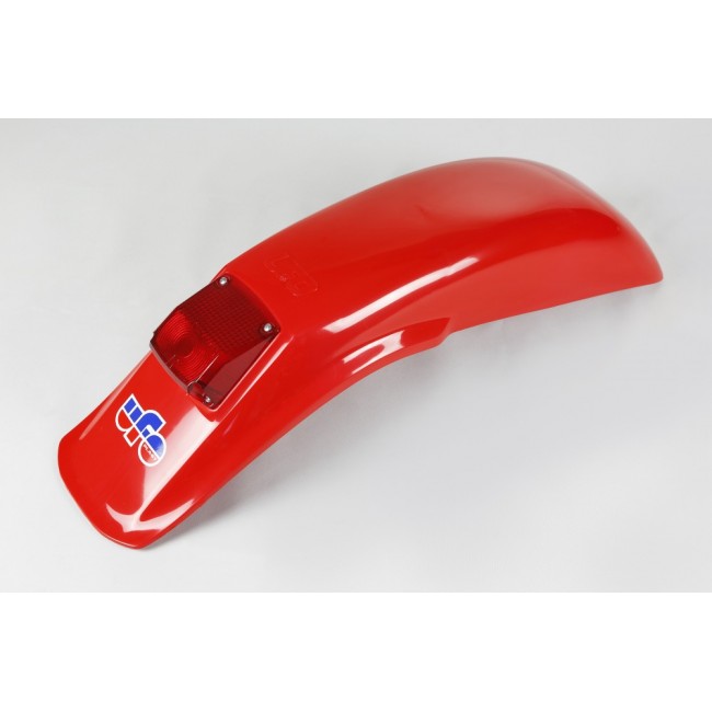 GUARDABARROS TRASERO UFO UNIVERSAL ENDURO CON LUZ 125CC/250CC/500CC 83/93 ROJO