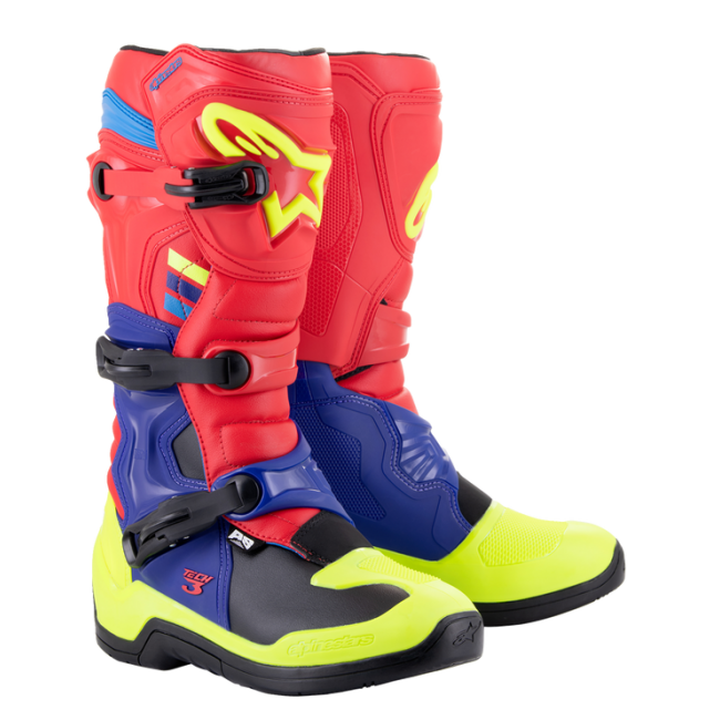 BOTAS ALPINESTAR TECH 3 ROJO-AZUL-AMARILLO FLUOR