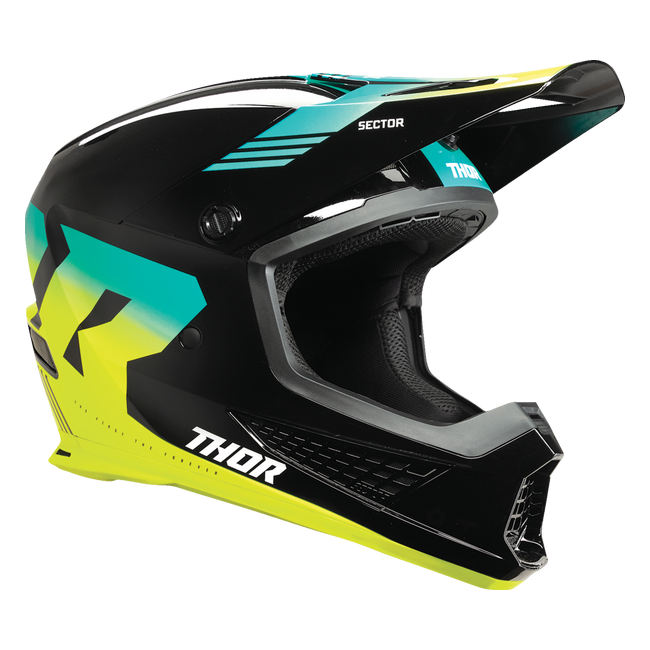 CASCO THOR SECTOR 2 HELMETS NEGRO-AMARILLO-TURQUESA