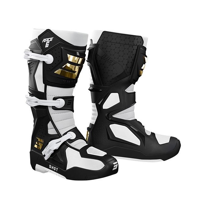 BOTA SHOT RACE 6 NEGRO-BLANCO-DORADO