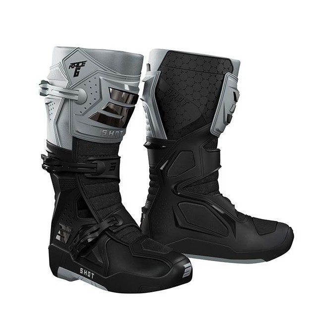 BOTA SHOT RACE 6 NEGRO-GRIS-PLATA