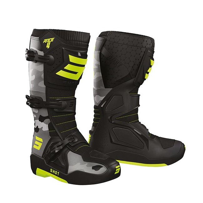 BOTA SHOT RACE 4 NEGRO-CAMUFLAJE-AMARILLO