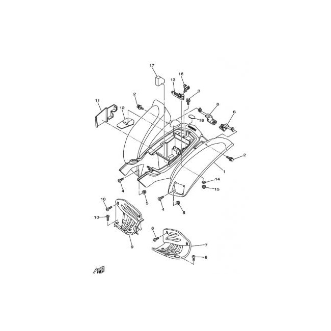 Soporte parrilla izquierda original Yamaha YFM 660 RAPTOR (n7)