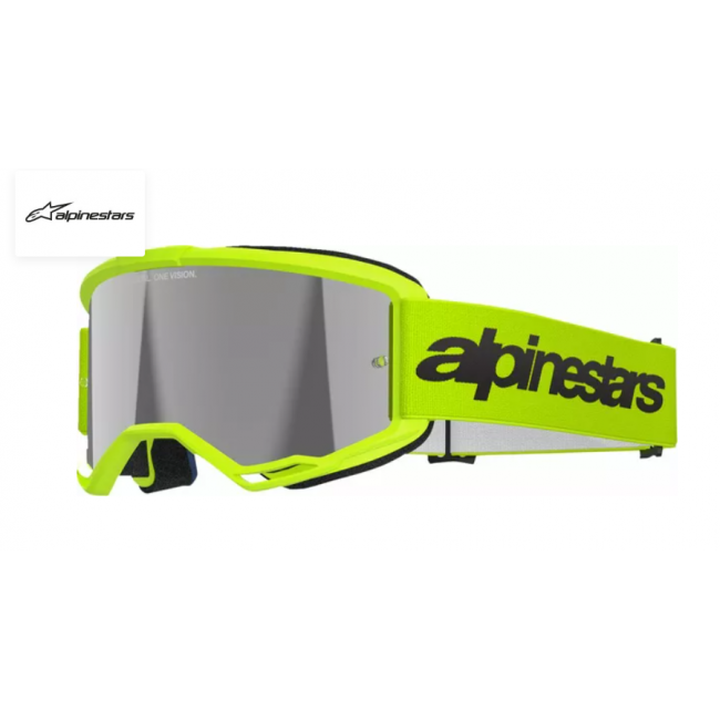 GAFAS ALPINESTAR VISION 3 WORDMARK AMARILLO FLOU ESPEJO PLATA