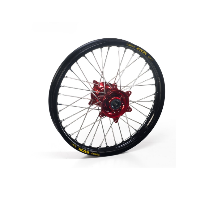 RUEDA DELANTERA COMPLETA NEGRA BUJE ROJO GAS GAS/RIEJU MC/EC 04-20