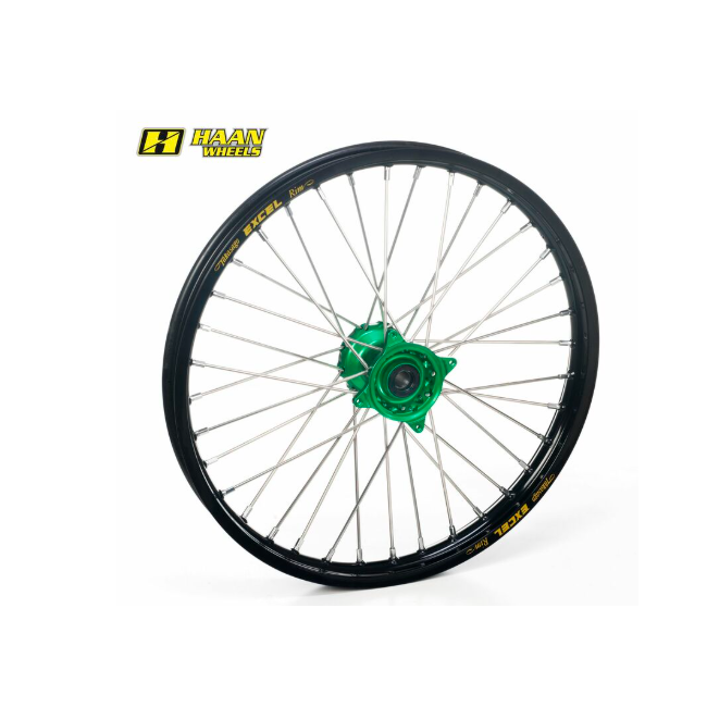 RUEDA DELANTERA COMPLETA NEGRA BUJE VERDE KAWASAKI KX65 00-23