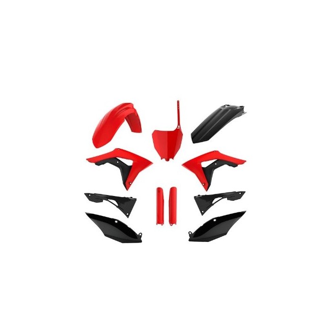 FULL KIT PLASTICOS POLISPORT HONDA CRF 250F 18/21 450F 17/20 ROJO/NEGRO