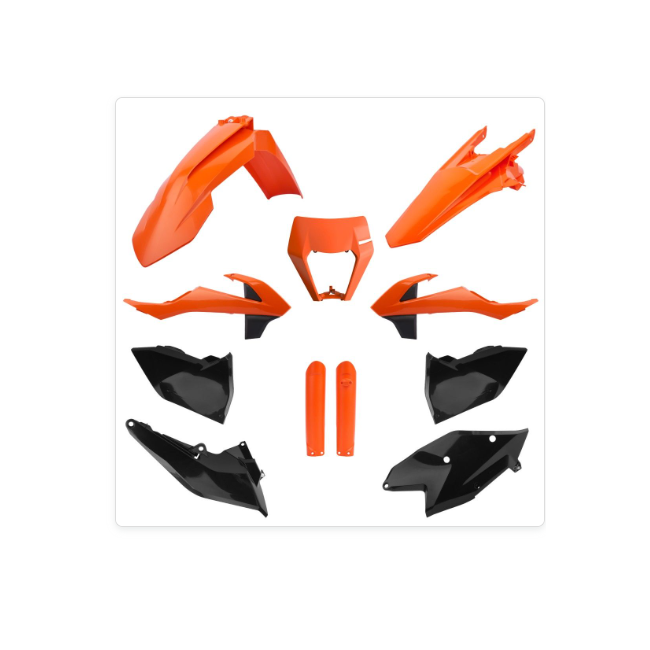 FULL KIT DE PLASTICOS POLISPORT KTM EXC/EXC-F/XC-W/XCF-W 17/19 NARANJA/NEGRO