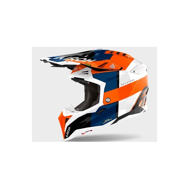 CASCO AIROH AVIATOR 3 MONARCH NARANJA AZUL BRILLO