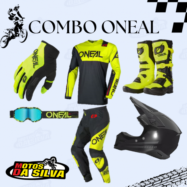 COMBO ONEAL EQUIPACION-CASCO-GUANTE-BOTA-GAFAS