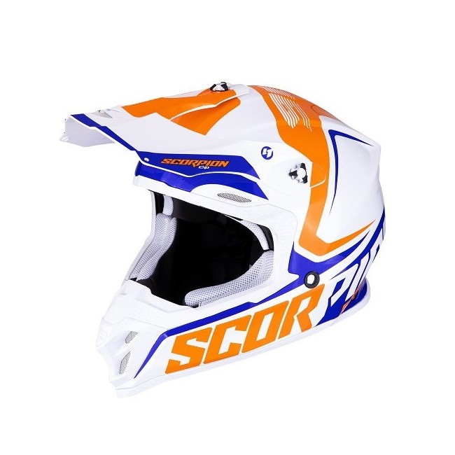 CASCO SCORPION VX16 ERNEE BLANCO/NARANJA/AZUL