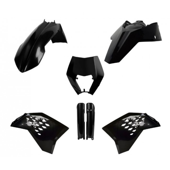 FULL KIT PLASTICOS POLISPORT KTM EXC/EXCF 08/11 NEGRO