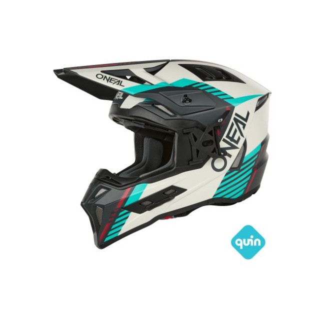 CASCO ONEAL EX-SRS QUIN GRIS-AZUL/VERDE