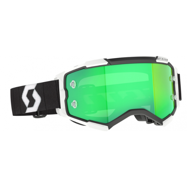 GAFAS SCOTT FURY NEGRO BLANCO  LENTE VERDE CROMADO