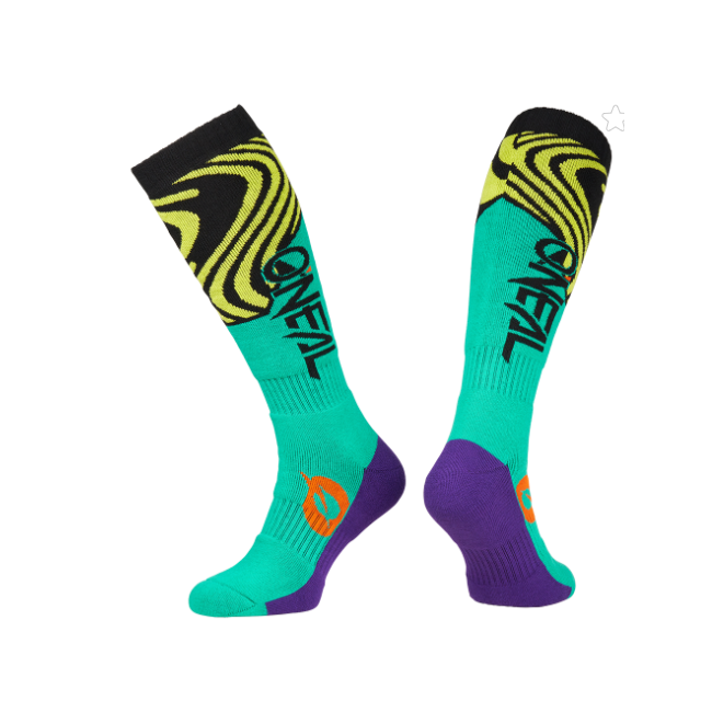CALCETINES ONEAL PRO MX JUNIOR AMARILLO MORADO TURQUESA
